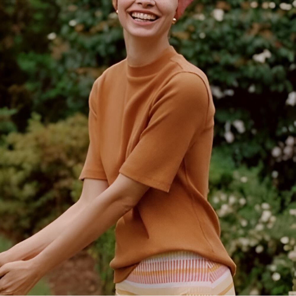 Anthropologie Orange Short Sleeve Tee
